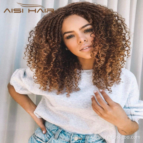 Curly color brown high quality heat resistant wigs wholesale vendors black women synthetic fiber hair wig none lace front